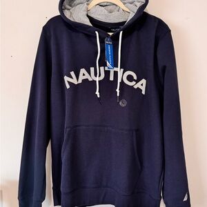 Nautica Men's Dark Blue Hoodie with Gray Accents